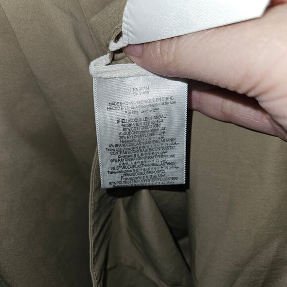 BCBG MAXAZRIA Sleeveless Khaki Sheath Ruffle Tiered Dress size 12 Large Pockets - Picture 6 of 7